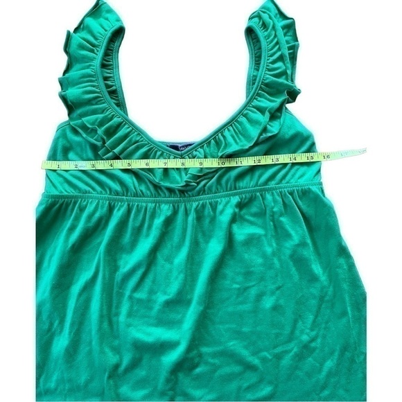 𝅺JULIE’S Closet Romantic Flutter Sleeveless Green Empire Waist Top, Size Small - Picture 6 of 8
